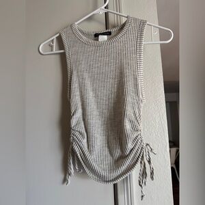 Caution To The Wind Gray Striped Tank Top